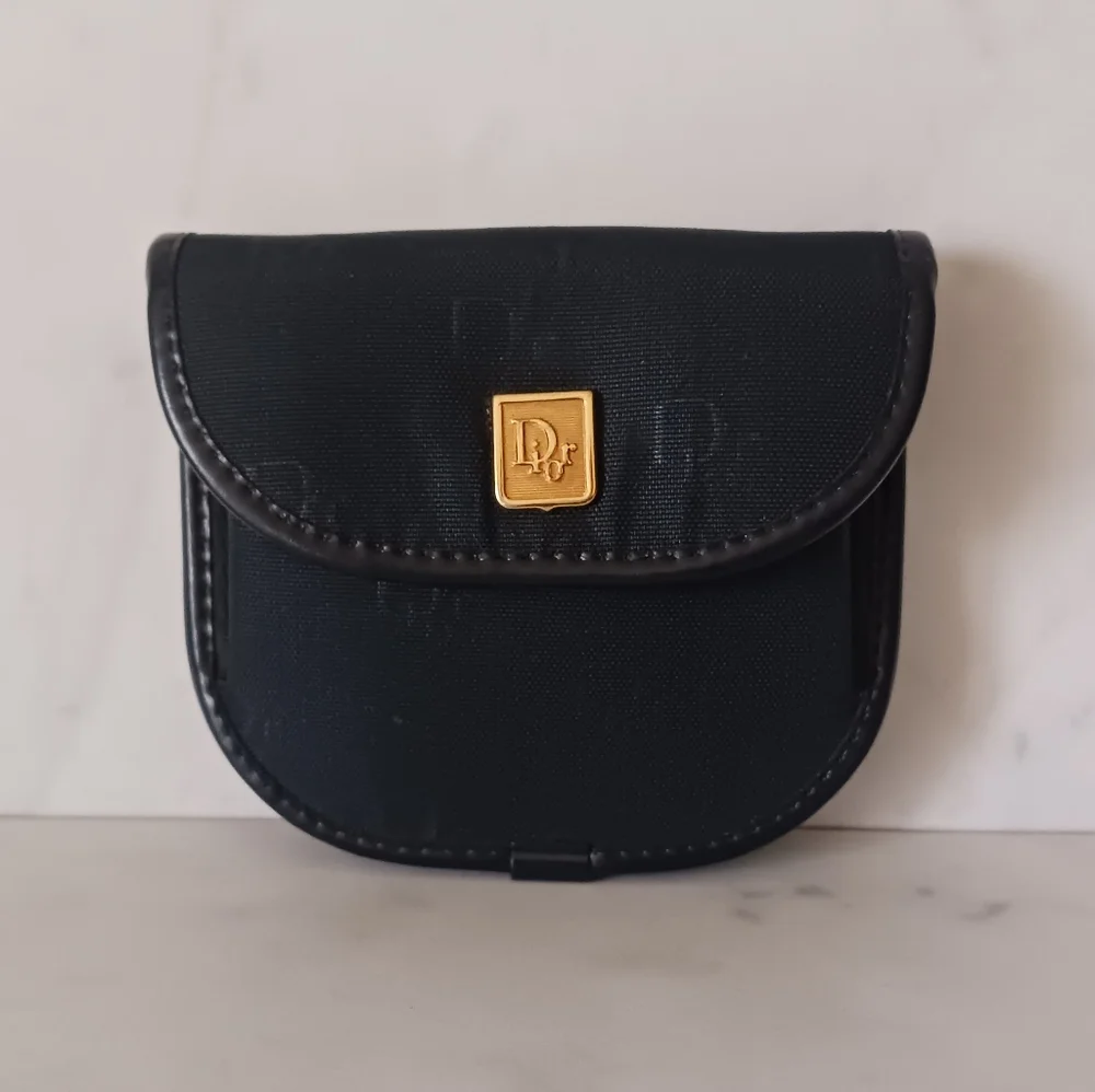 Dior Vintage Black Diorissimo Monogram Flap Coin Purse Pouch